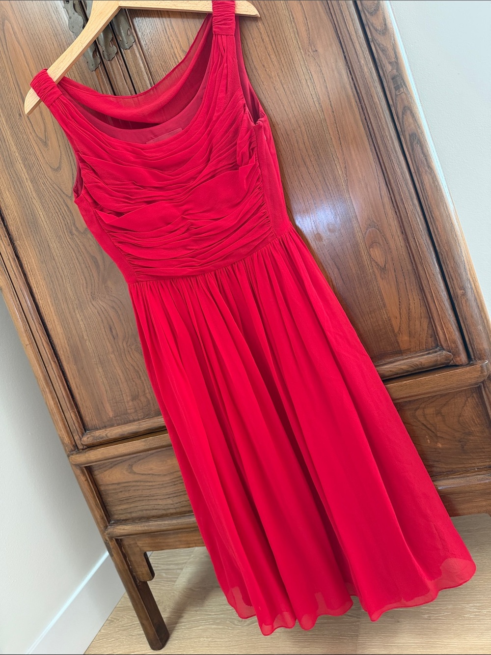 Moulinette Soeurs Red Sleeveless Chiffon Midi Dress